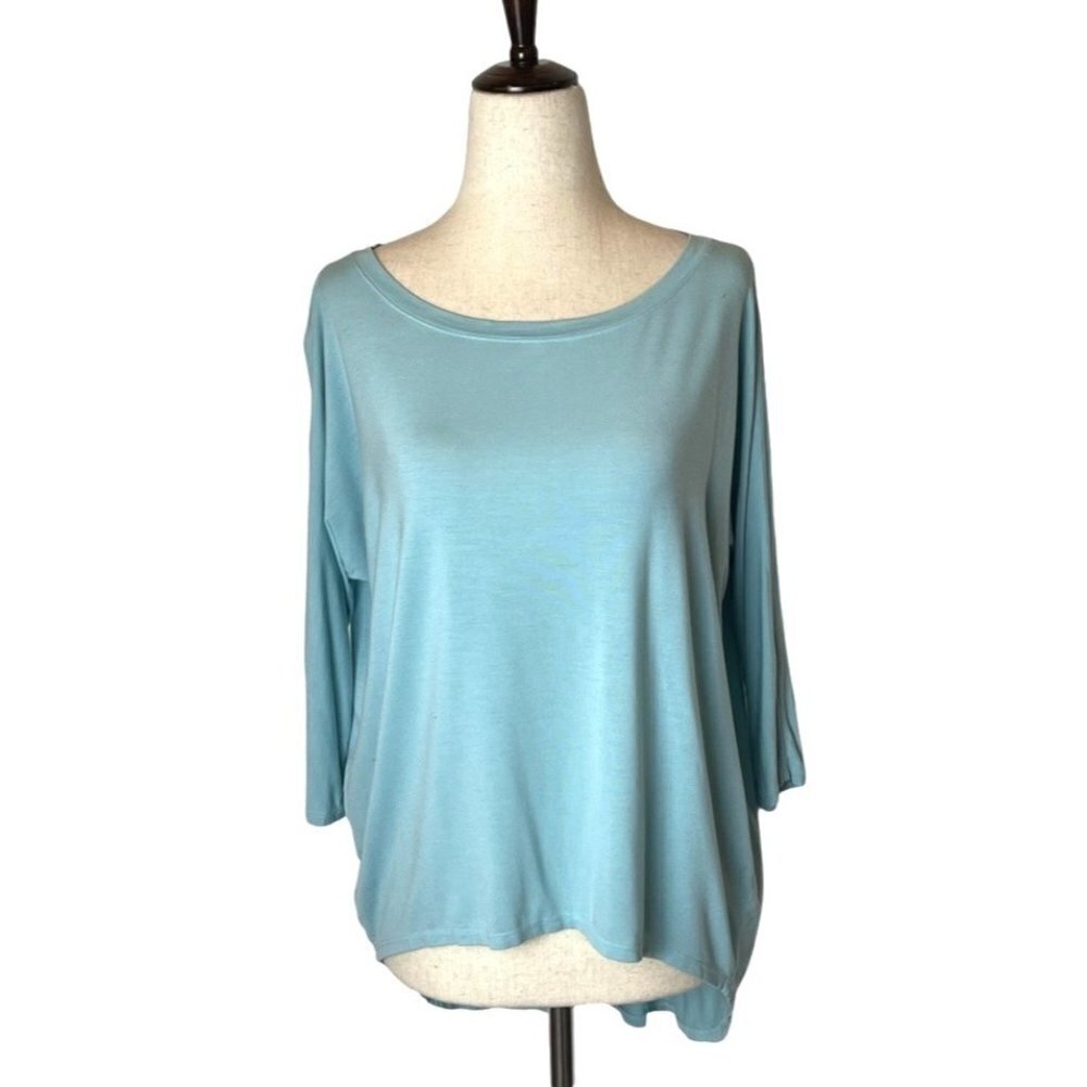 Michael Stars Tee Women OS Blue Hi Lo Asymmetrical Hem Pullover Top Revolve